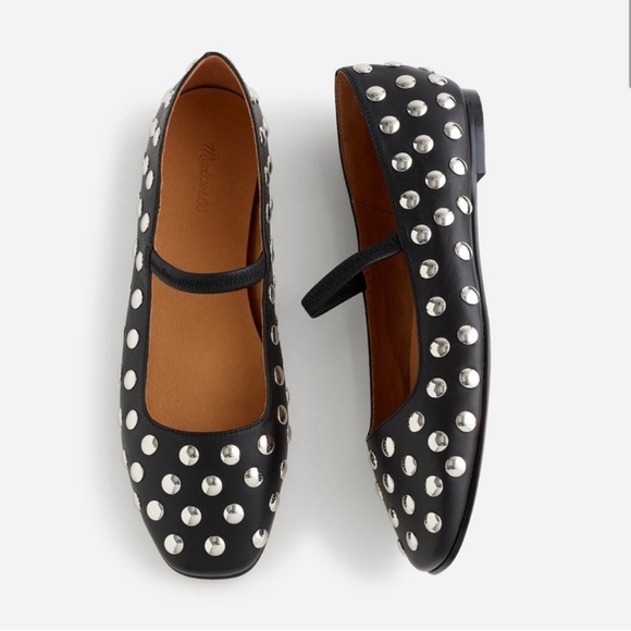 Madewell Black Studded Greta Flats 9 - Picture 1 of 13